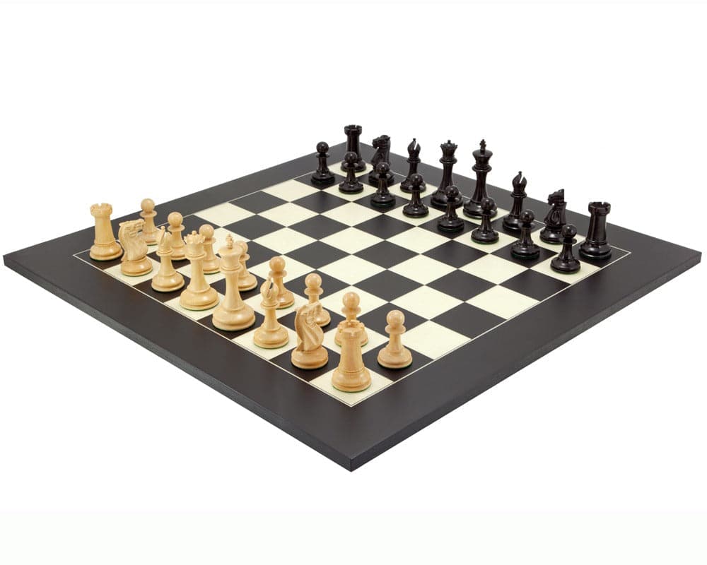 Juego de ajedrez de lujo de estilo antiguo inglés Elite en ébano y negro