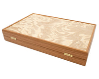 Juego de Backgammon de lujo en madera de olivo burl de Manopoulos con cubiletes de backgammon de madera de lujo