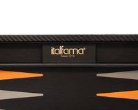 Italfama Juego de Backgammon plegable de piel sintética en negro y naranja
