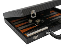 Italfama Juego de Backgammon plegable de piel sintética en negro y naranja