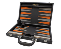 Italfama Juego de Backgammon plegable de piel sintética en negro y naranja