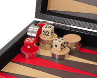 Juego de backgammon plegable de cuero sintético de Italfama en negro y rojo