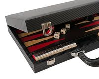 Juego de backgammon plegable de cuero sintético de Italfama en negro y rojo
