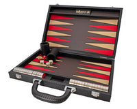 Juego de backgammon plegable de cuero sintético de Italfama en negro y rojo