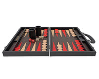 Juego de backgammon plegable de cuero sintético de Italfama en negro y rojo