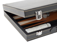 Juego de Backgammon Plegable de Polipiel Italfama en Negro y Beige