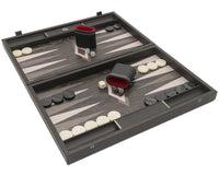 Juego de backgammon de lujo Manopoulos en Ébano y Roble Gris, con cubiletes de backgammon de lujo en vinilo