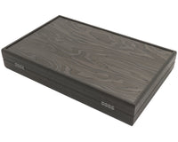Juego de backgammon de lujo Manopoulos en Ébano y Roble Gris, con cubiletes de backgammon de lujo en vinilo