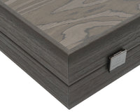 Juego de backgammon de lujo Manopoulos en Ébano y Roble Gris, con cubiletes de backgammon de lujo en vinilo