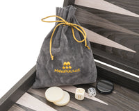 Juego de backgammon de lujo Manopoulos en Ébano y Roble Gris, con cubiletes de backgammon de lujo en vinilo