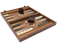 Manopoulos Juego de backgammon Club Grande en nogal negro y roble con Cubiletes de backgammon Deluxe de vinilo