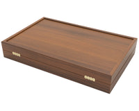 Manopoulos Juego de backgammon Club Grande en nogal negro y roble con Cubiletes de backgammon Deluxe de vinilo