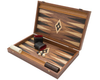 Manopoulos Juego de backgammon Club Grande en nogal negro y roble con Cubiletes de backgammon Deluxe de vinilo