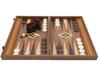Manopoulos Juego de backgammon Club Grande en nogal negro y roble con Cubiletes de backgammon Deluxe de vinilo