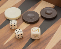Manopoulos Juego de backgammon Club Grande en nogal negro y roble con Cubiletes de backgammon Deluxe de vinilo
