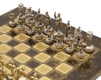 Manopoulos Juego de ajedrez Ejército Griego-Romano de metal con estuche de madera para piezas de ajedrez - Pequeño