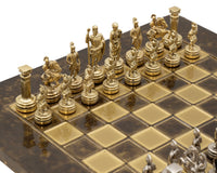 Manopoulos Juego de ajedrez Ejército Griego-Romano de metal con estuche de madera para piezas de ajedrez - Pequeño