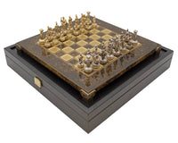 Manopoulos Juego de ajedrez Ejército Griego-Romano de metal con estuche de madera para piezas de ajedrez - Pequeño