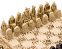 Juego de ajedrez celta Isla de Lewis compacto 22,9 cm en color marfil