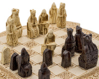Juego de ajedrez celta Isla de Lewis compacto 22,9 cm en color marfil