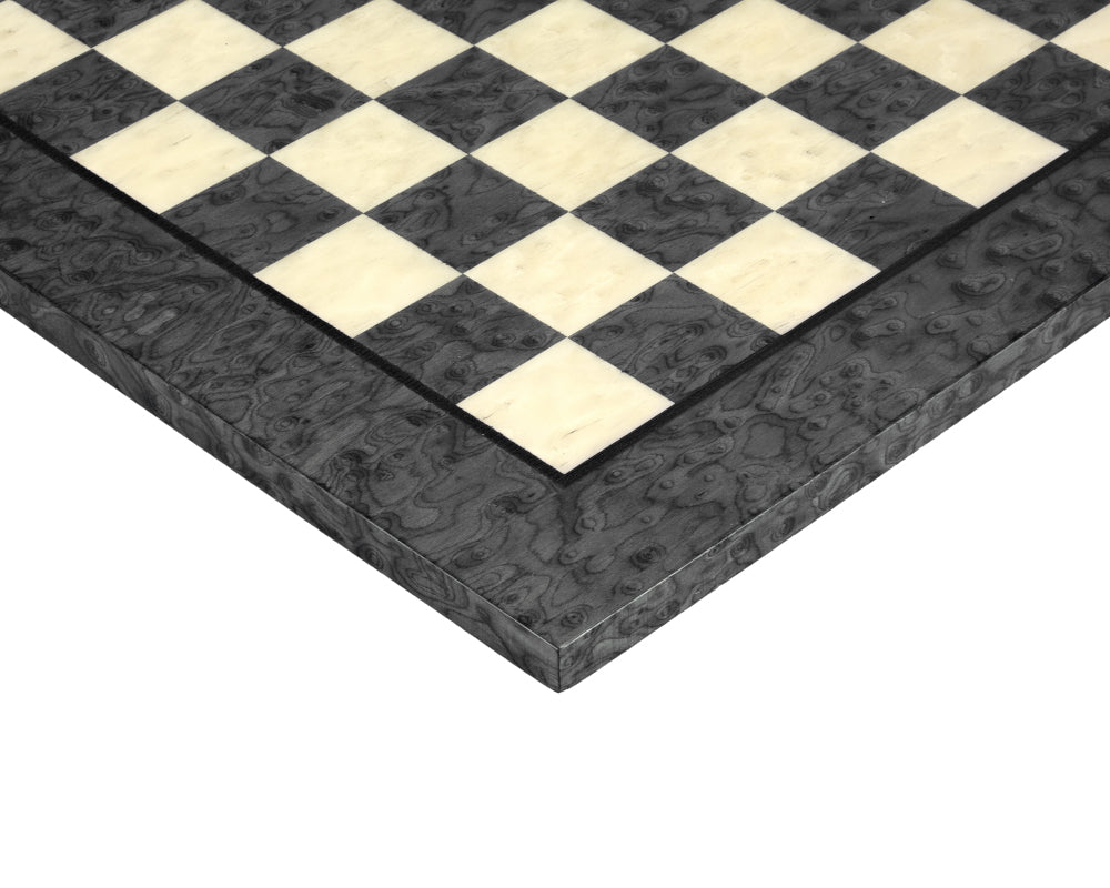 Tablero de ajedrez de lujo de 43 cm en arce gris oscuro y olmo