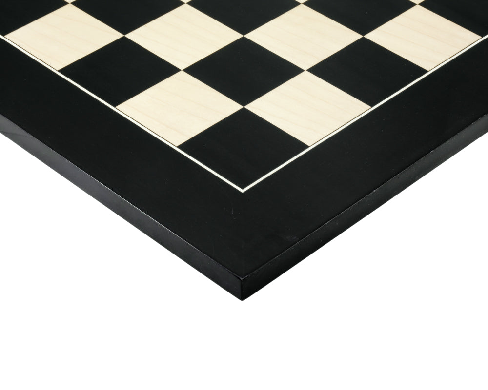 Tablero de ajedrez de lujo de 55 cm en anegre y arce negro lacado