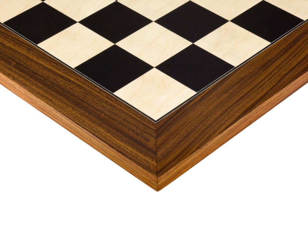23.6 inch high gloss black Anegre and Palisander deluxe chess board with 2.36 inch squares, crafted in Spain by Rechapados Ferrer S.A.