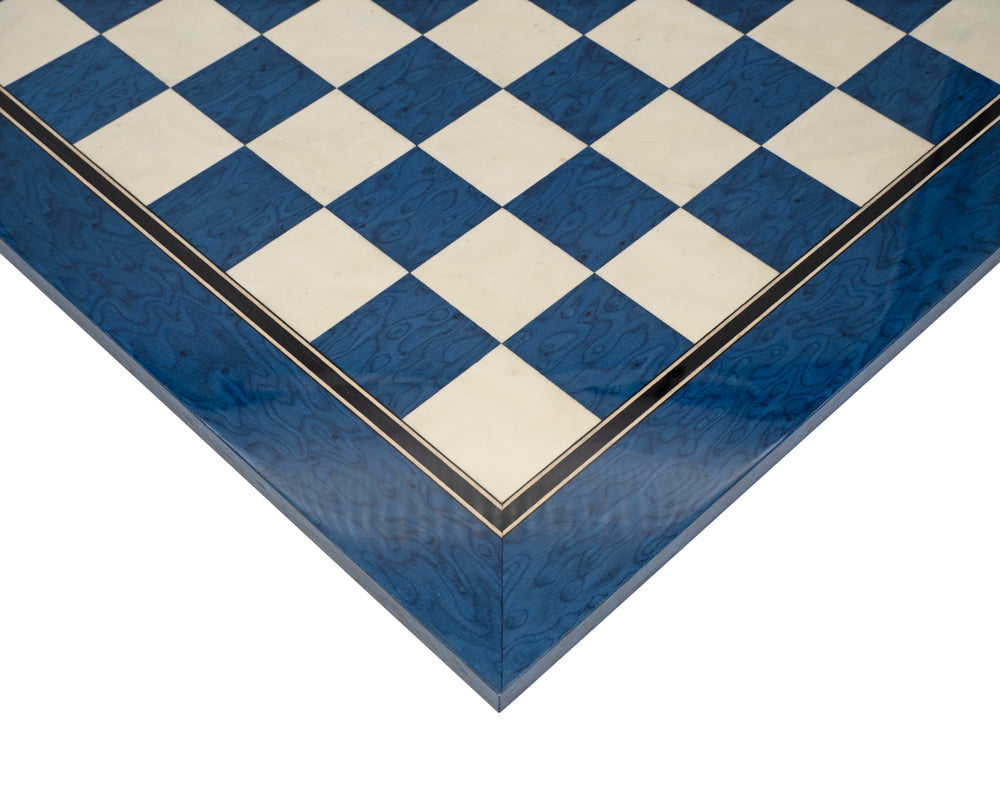 Tablero de ajedrez Deluxe lacado en azul de 50 cm en arce