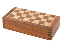 Juego de ajedrez magnético plegable de viaje de lujo en madera maciza, 19 cm