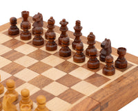 Juego de ajedrez magnético plegable de viaje de lujo en madera maciza, 19 cm