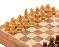 Juego de ajedrez magnético plegable de viaje de lujo en madera maciza, 19 cm