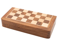 Juego de ajedrez de lujo de madera maciza, plegable y magnético, para viaje, 25 cm
