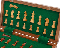 Juego de ajedrez de lujo de madera maciza, plegable y magnético, para viaje, 25 cm