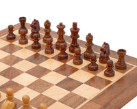 Juego de ajedrez de lujo de madera maciza, plegable y magnético, para viaje, 25 cm