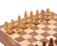 Juego de ajedrez de lujo de madera maciza, plegable y magnético, para viaje, 25 cm