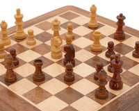 Juego de ajedrez de lujo de madera maciza, plegable y magnético, para viaje, 25 cm