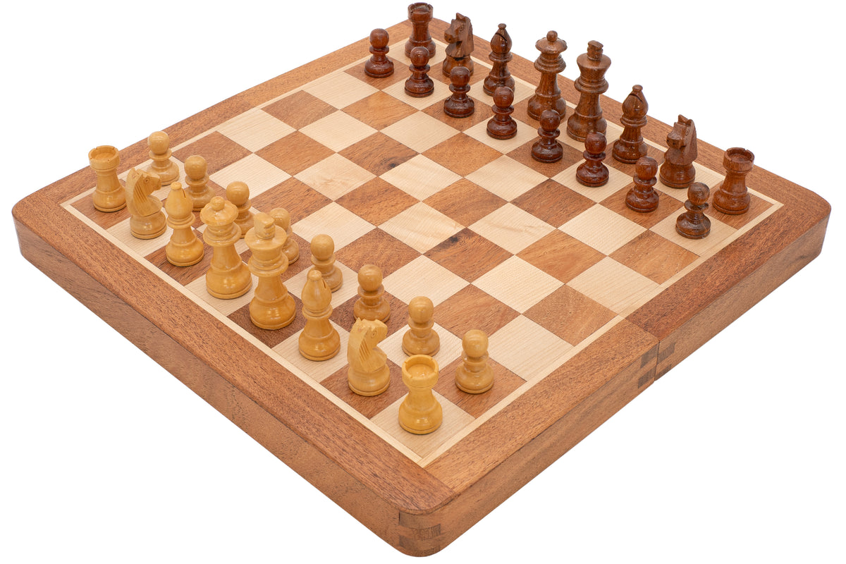 Juego de ajedrez magnético plegable de viaje de madera maciza de lujo, 30 cm