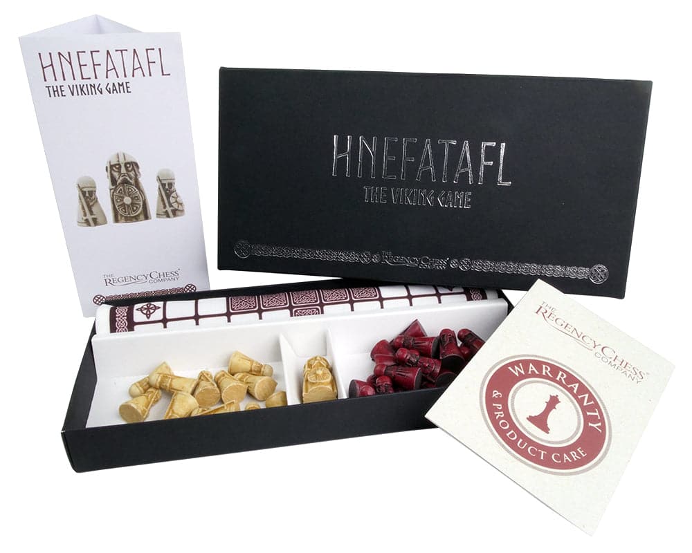 Hnefatafl - The Viking Game - Cardinal Edition with game pieces, rulebook, and warranty in gift box presentation