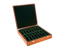 Estuche para piezas de ajedrez en madera de raíz (burl) con compartimentos de lujo, 43 cm