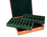 Estuche para piezas de ajedrez en madera de raíz (burl) con compartimentos de lujo, 43 cm