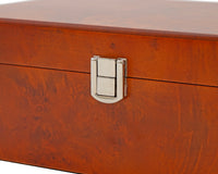 Estuche para piezas de ajedrez de madera de raíz con tapa con bisagras, tamaño pequeño