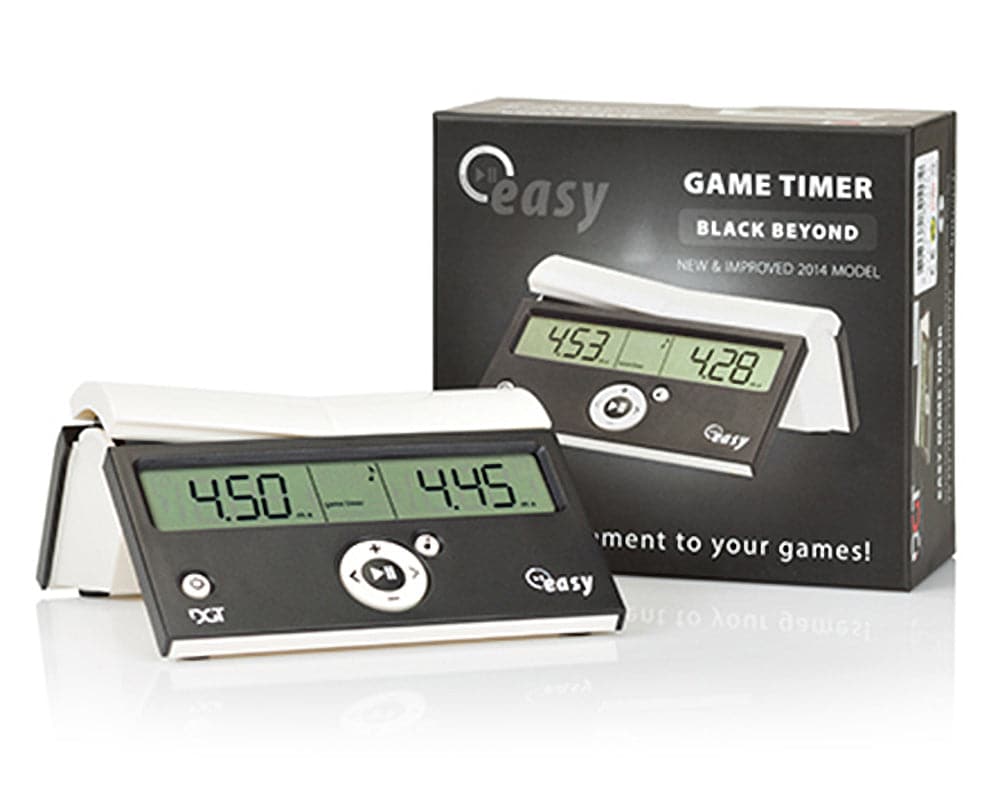 Easy Game Timer Black Beyond, new and improved 2014 model, displayed with packaging showing timer with digital display.