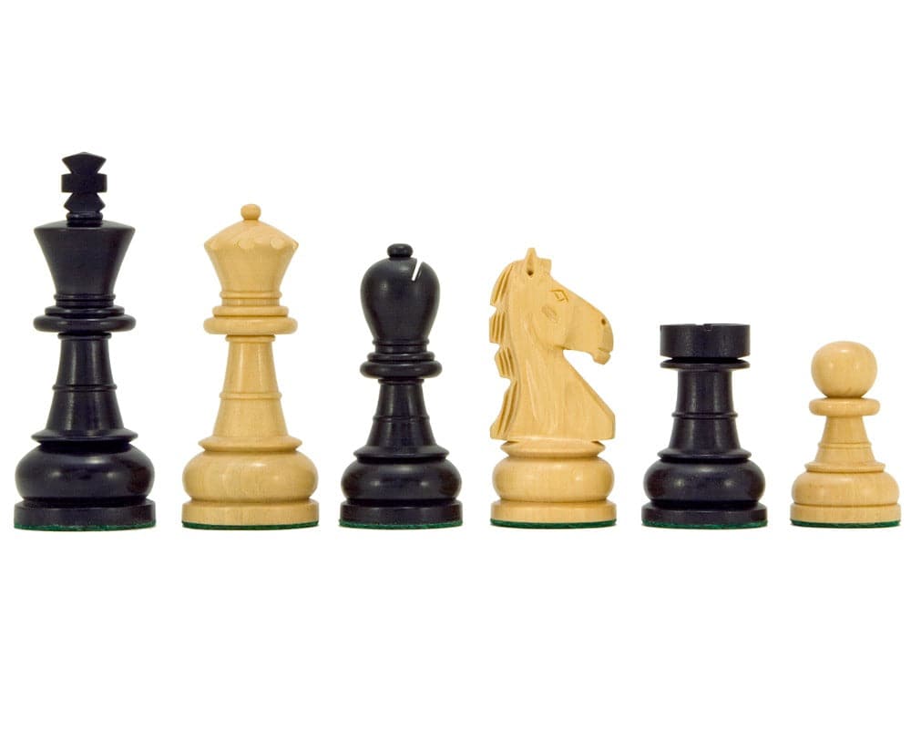 Emerald Series Ebonised Boxwood Chess Pieces 3.25 Inches with Weighted and Felted Base