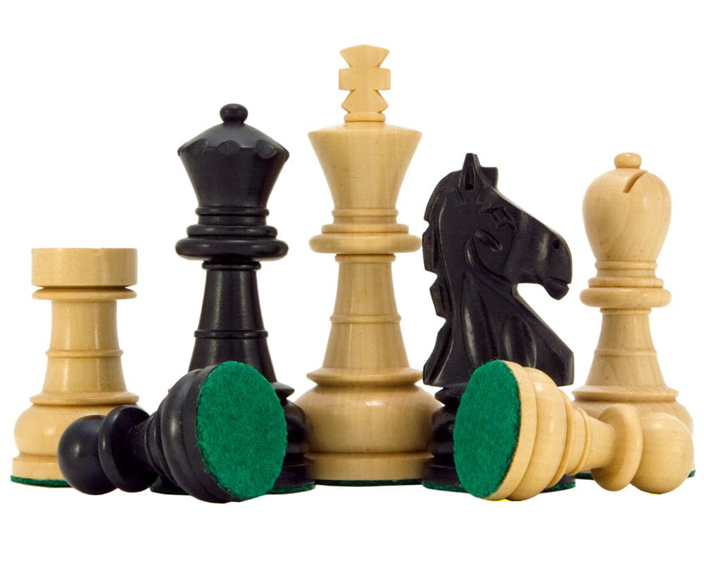 Emerald Series Ebonised Boxwood Chess Pieces 3.25 Inches with Green Felt Base