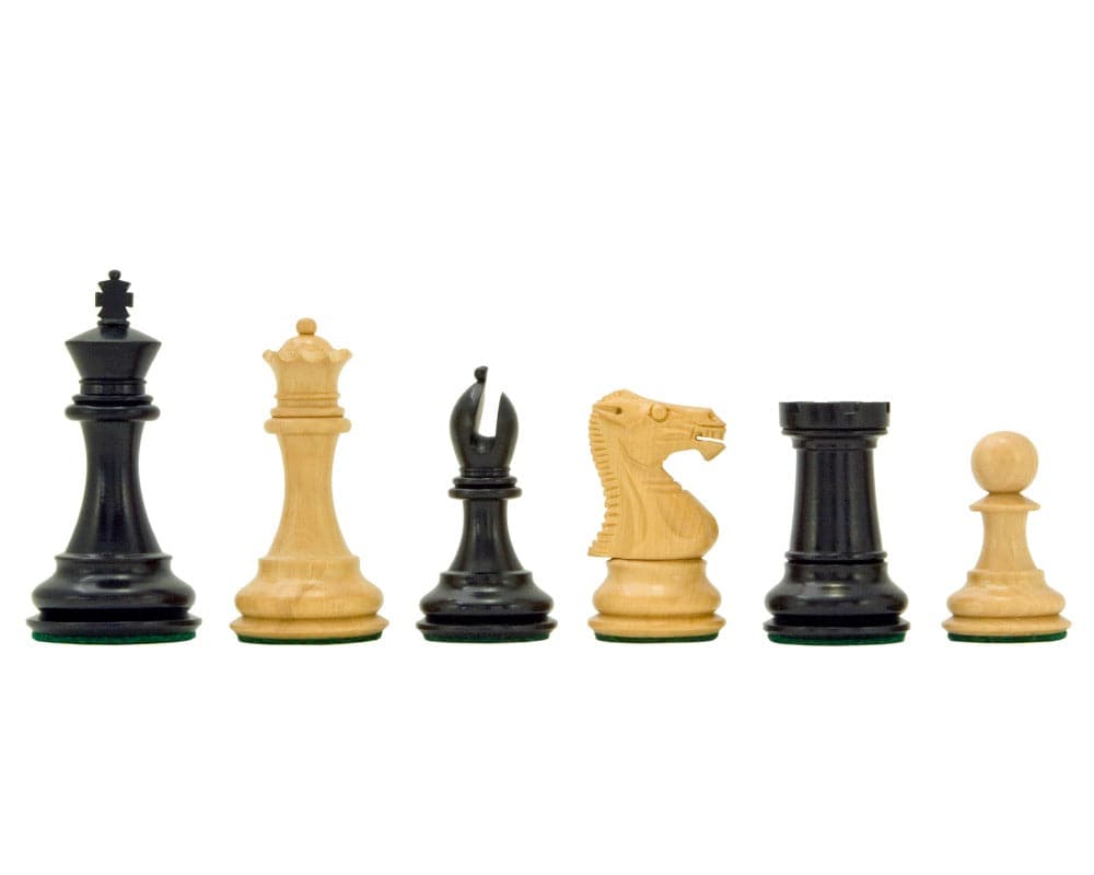 Windsor Series Ebony Staunton Chess Pieces 3 Inches in Classic Staunton Design with Detailed Knight and Bishop