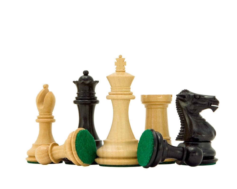 Windsor Series Ebony Staunton Chess Pieces 3 Inches detailed set with felted bottoms