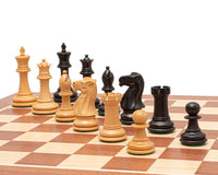 The Warwick Series 3 inch Ebonised Chessmen in classic Staunton design beautifully carved from boxwood on 20 inch board