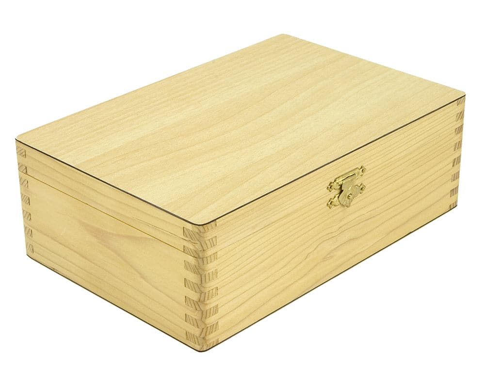 Wooden storage box for Fierce Knight Tournament Chess Set with secure latch and high-quality finish