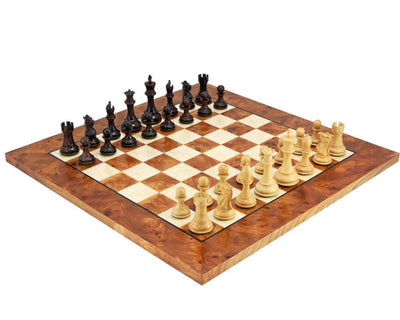 Juego de ajedrez de lujo en palo de rosa siciliano y madera de brezo