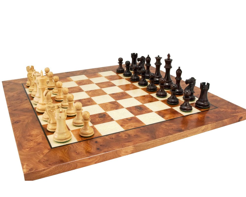 Sicilian Rosewood and Briarwood Luxury Chess Set on Handmade Italian Board